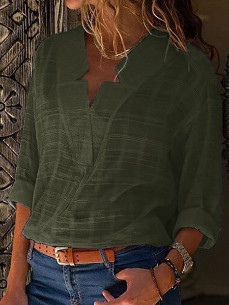 Casual Sexy V Neck Pure Color Blouses-Tops-Blouses & Shirts