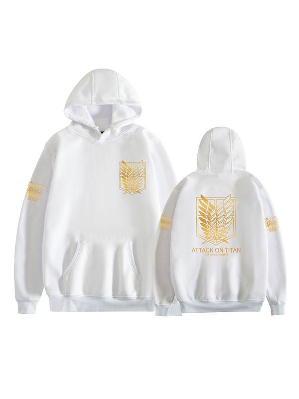 Manga Attack on Titan White Scouting Legion Symbol Printed Hoodie