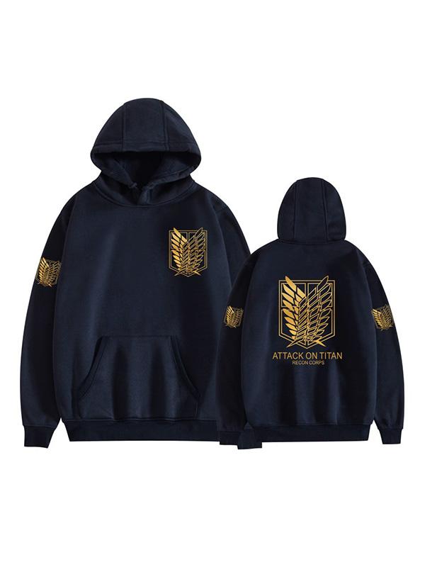 Manga Attack on Titan Navy Scouting Legion Symbol Printed Hoodie