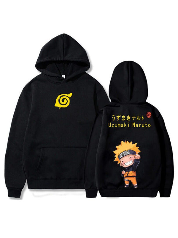 Manga Naruto Uzumaki Matching Couple Black Printed Hoodie