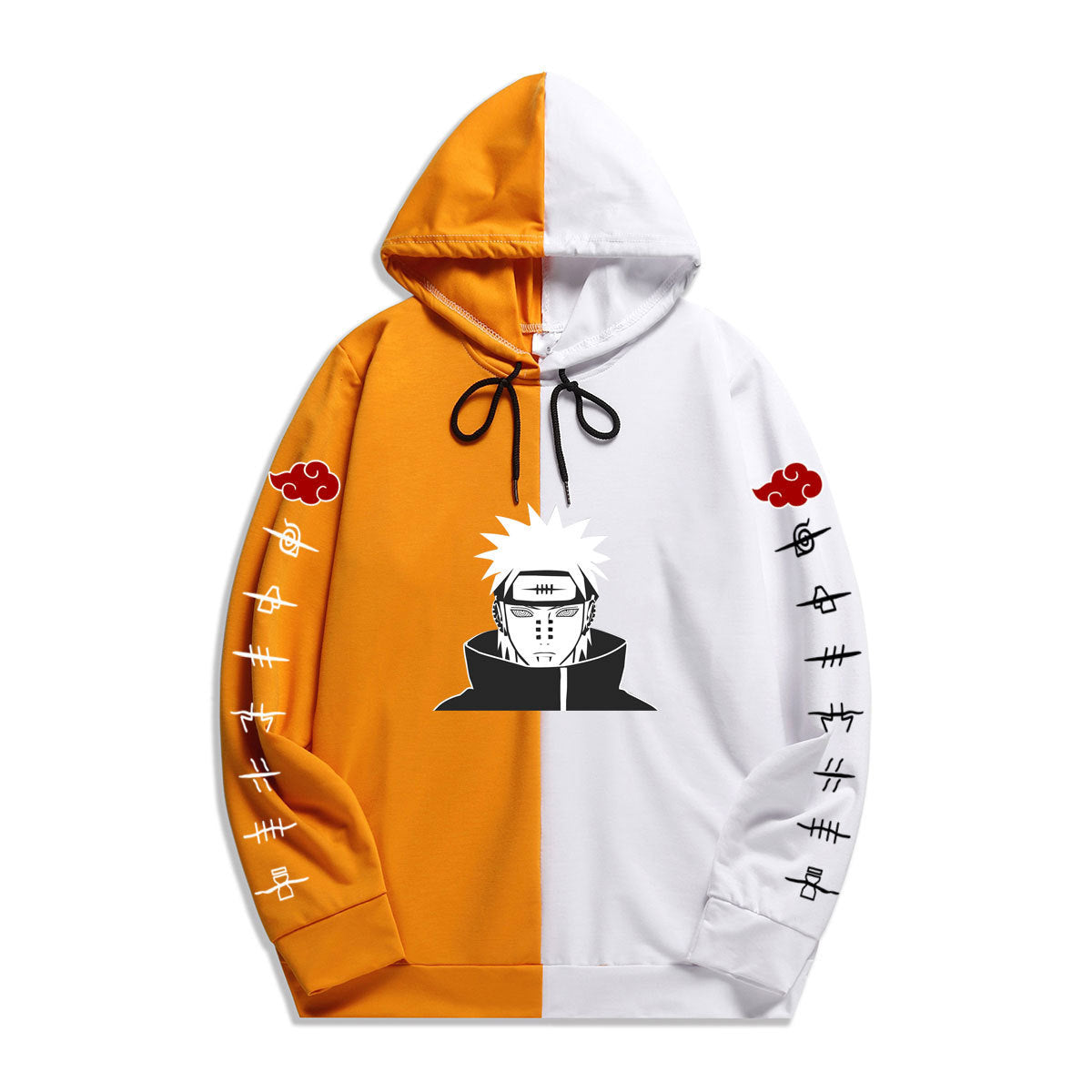 Anime Naruto Akatsuki Splicing Printed Hoodies Pain Pullover Casual Sweatshirt