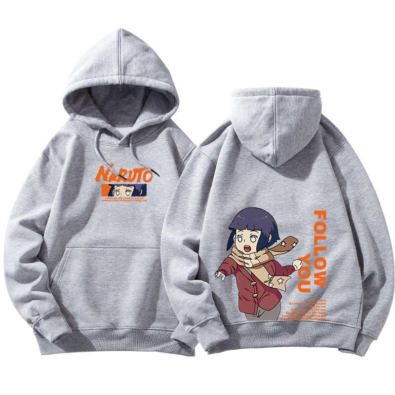 Naruto Uzumaki Hinata Hyuga Printed Hoodies Pullovers Sweatshirts Long Sleeved Couple Coats