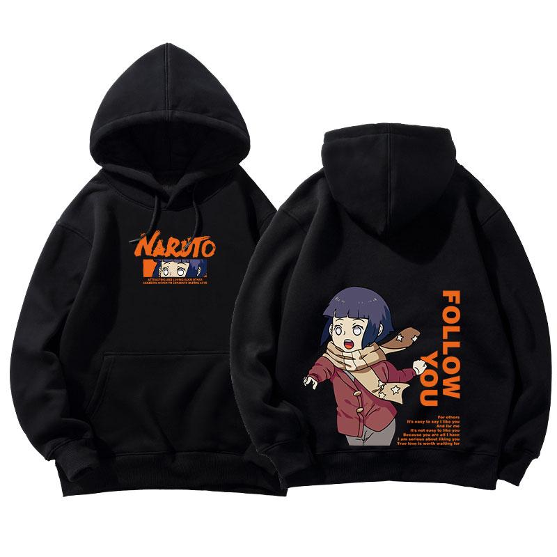 Naruto Uzumaki Hinata Hyuga Printed Hoodies Pullovers Sweatshirts Long Sleeved Couple Coats