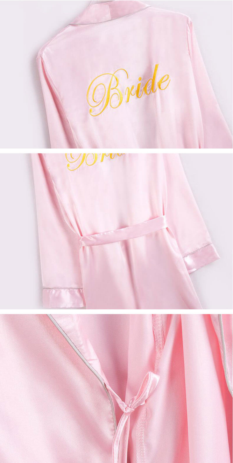 Women Robes and Chemise 2-Piece Set Soft Silk Like Pink Loungewear
