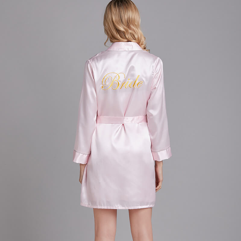 Women Robes and Chemise 2-Piece Set Soft Silk Like Pink Loungewear