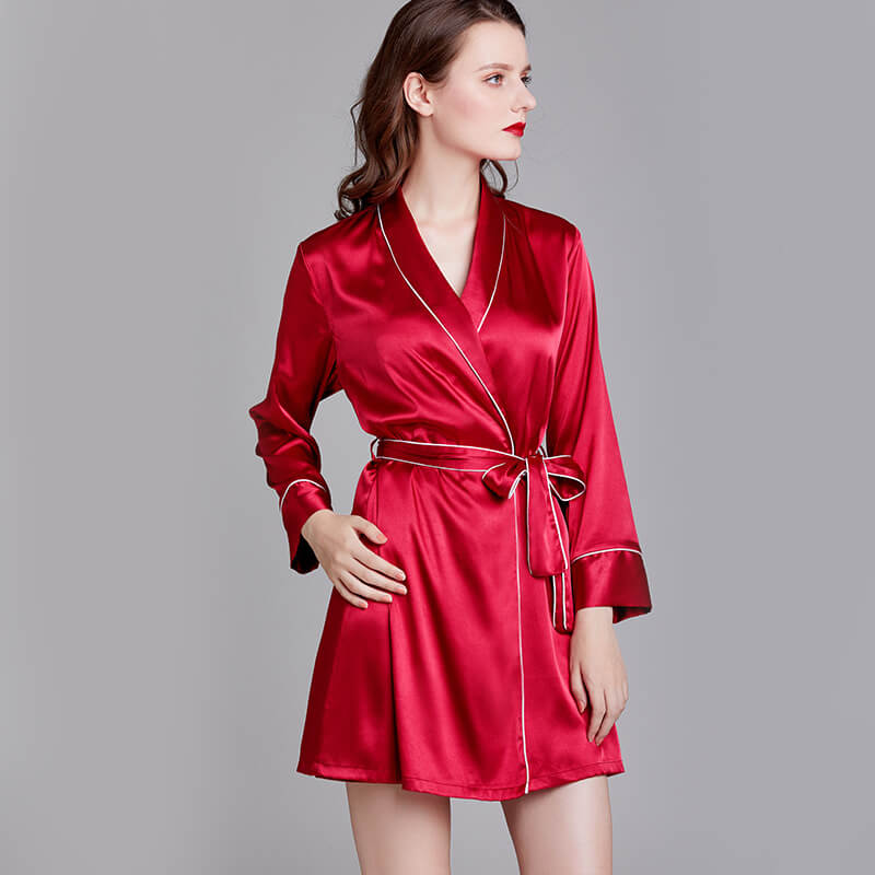 Women Robes and Chemise 2-Piece Set Soft Silk Like Loungewear